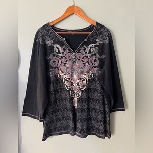 B.L.E.U. VTG Made Is USA Cotton  Black and Pink Y2K Women's Plus 3X New